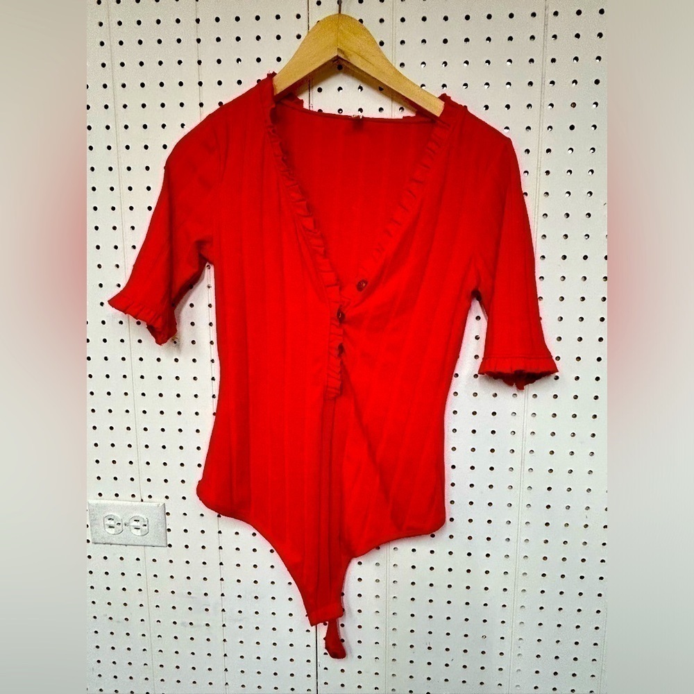 Free People Red Bodysuit
